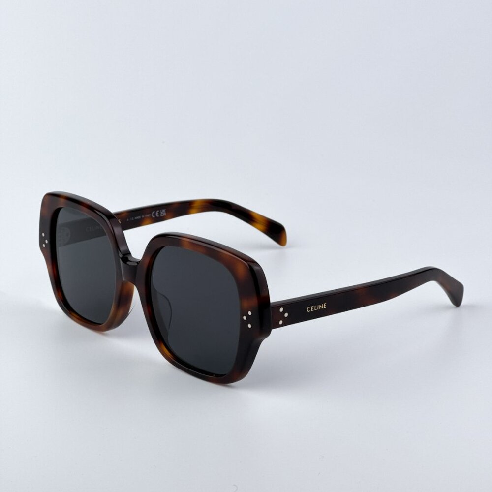 Celine 3 DOTS Women BRAND NEW Sunglasses Havana Smoke Geometric CL40241F 53A - Picture 8 of 11